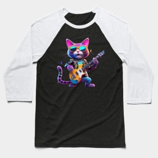 A Cat Who Is The Essence Of A Cool And Funky Guitarist Baseball T-Shirt